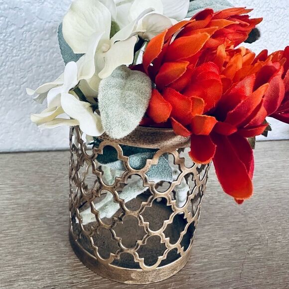 Fall Floral Boho Glam Gold Vase Arrangement - Picture 2 of 4